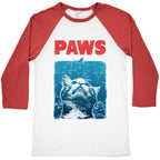 PAWS (Jaws Parody) Baseball Tee