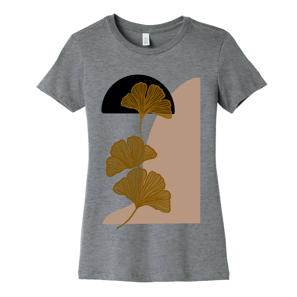 Minimalist Ginkgo Leaf Illustration Women's Cotton Tee