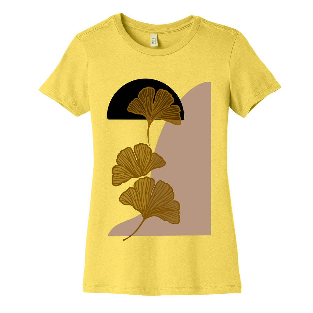 Minimalist Ginkgo Leaf Illustration Women's Cotton Tee