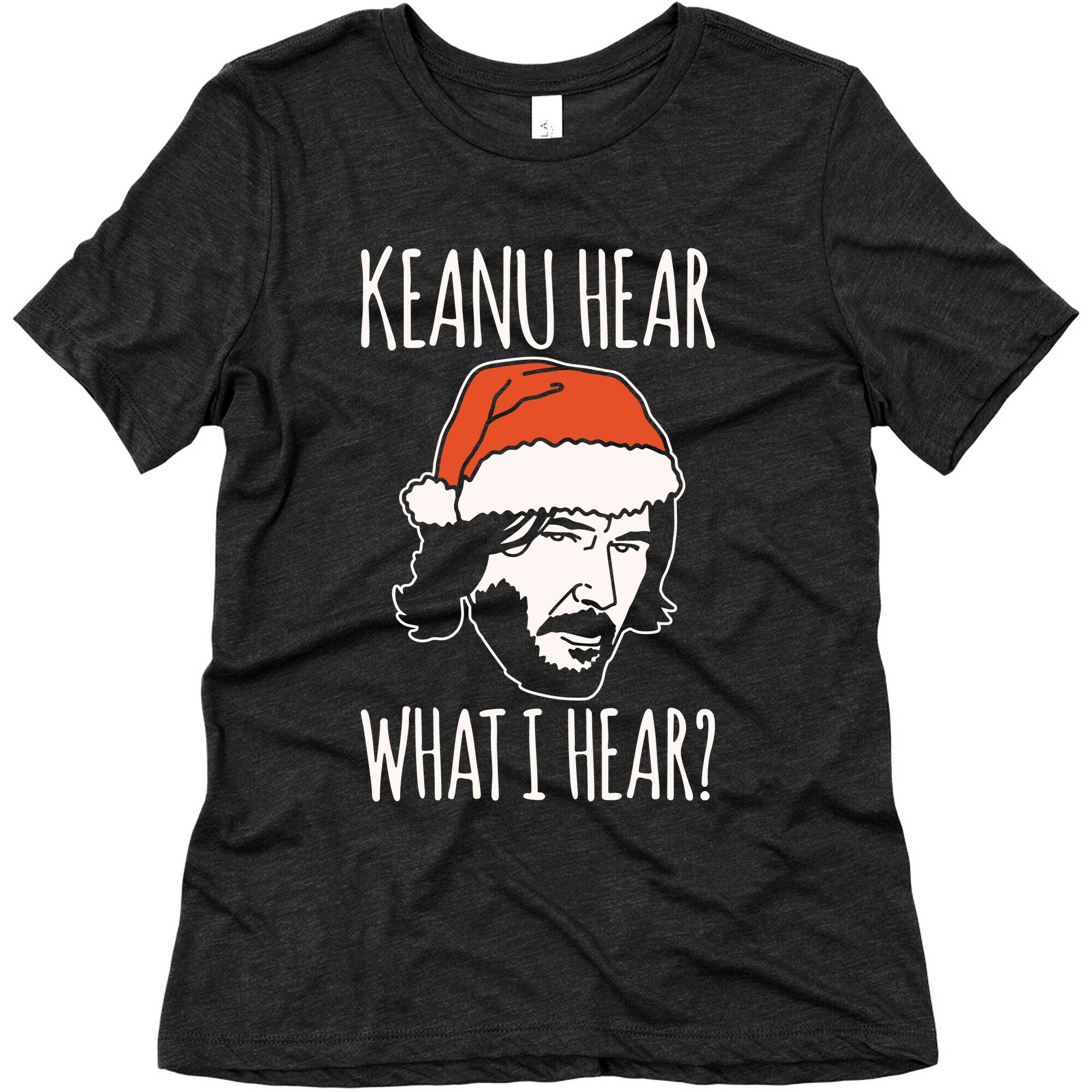 Keanu Hear What I Hear Parody White Print Women's Triblend Tee