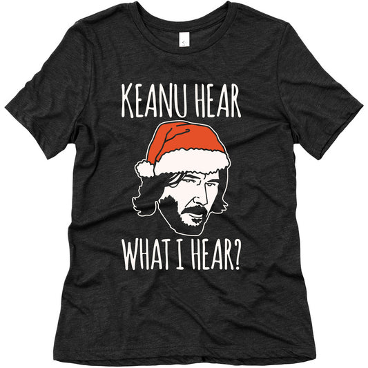 Keanu Hear What I Hear Parody White Print Women's Triblend Tee
