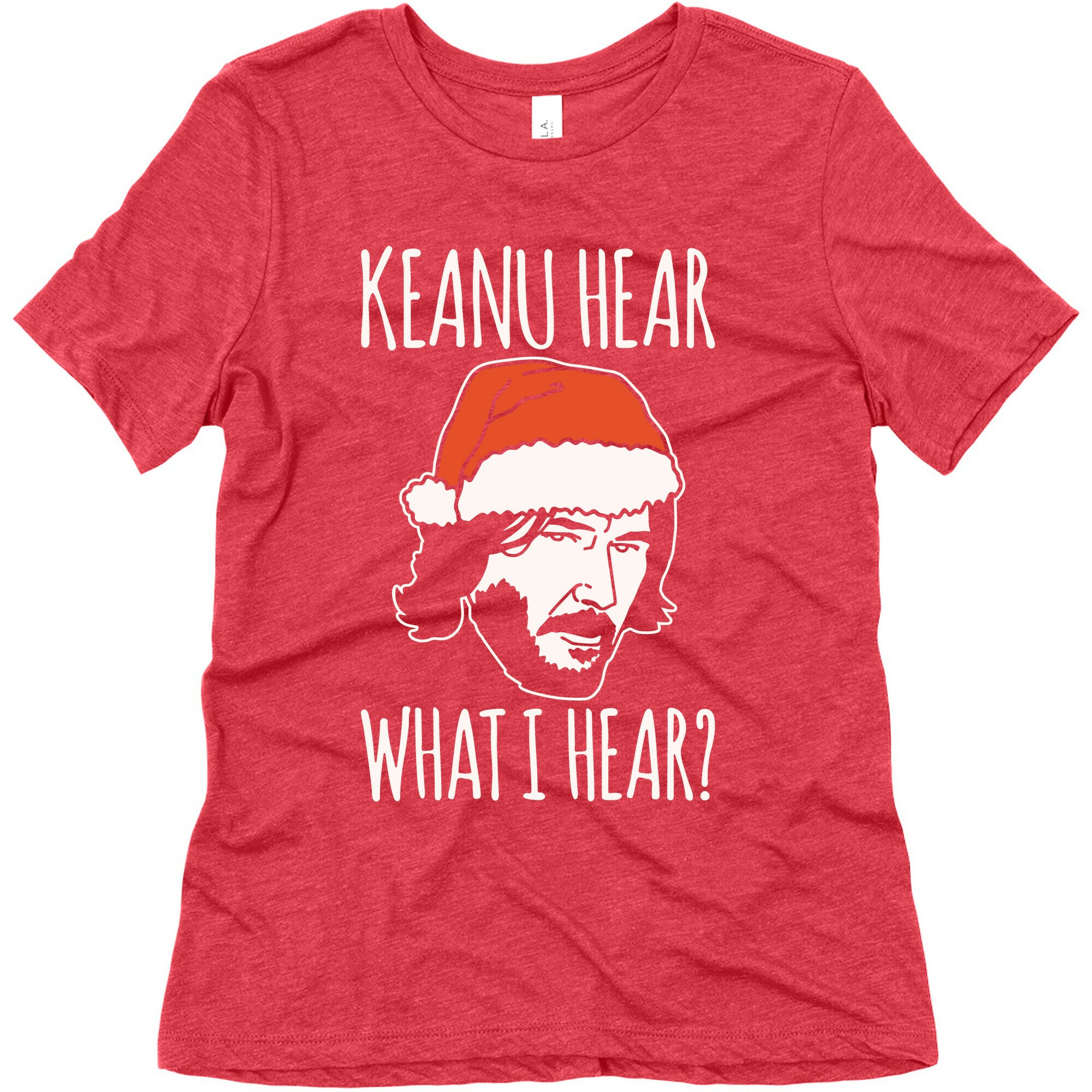 Keanu Hear What I Hear Parody White Print Women's Triblend Tee