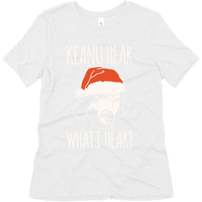 Keanu Hear What I Hear Parody White Print Women's Triblend Tee