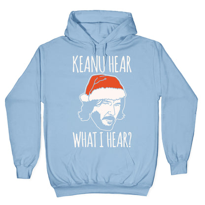 Keanu Hear What I Hear Parody White Print Hoodie