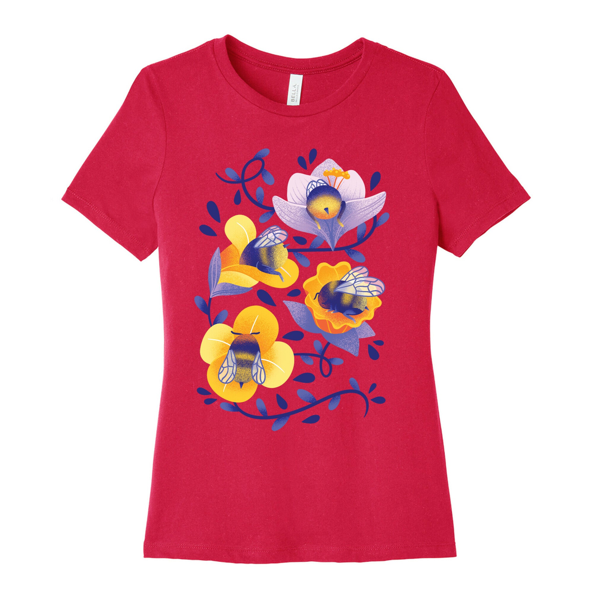 Sleepy Bumble Bee Butts Floral Women's Cotton Tee