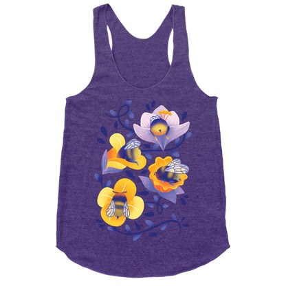 Sleepy Bumble Bee Butts Floral Racerback Tank