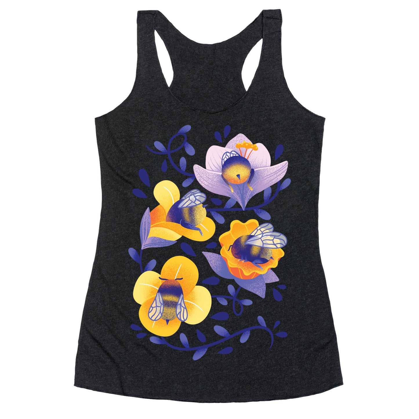 Sleepy Bumble Bee Butts Floral Racerback Tank