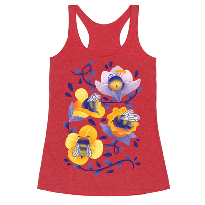 Sleepy Bumble Bee Butts Floral Racerback Tank