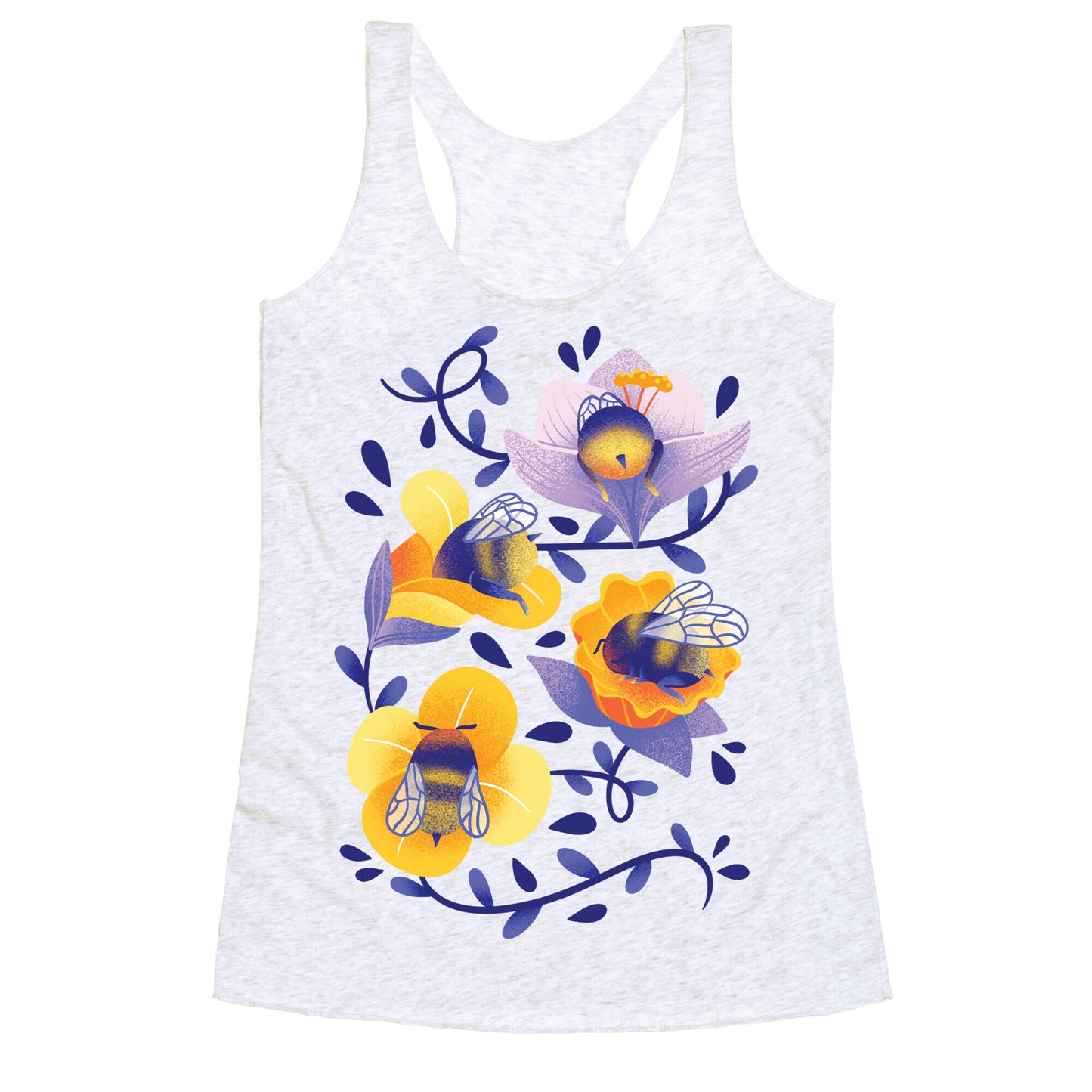 Sleepy Bumble Bee Butts Floral Racerback Tank