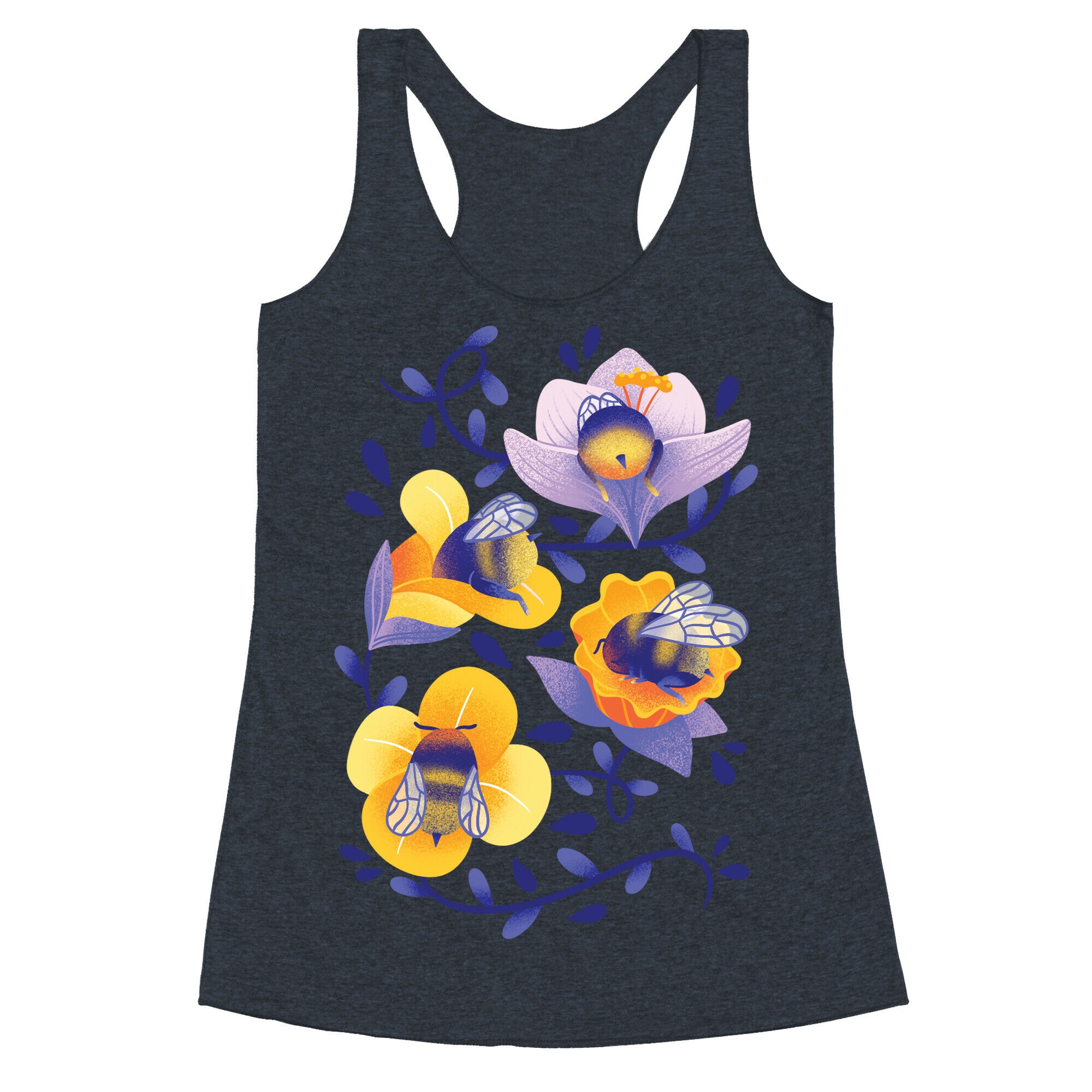 Sleepy Bumble Bee Butts Floral Racerback Tank