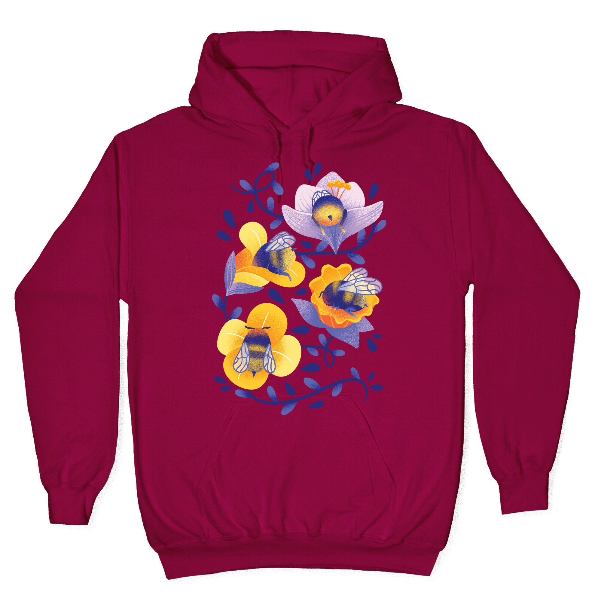 Sleepy Bumble Bee Butts Floral Hoodie