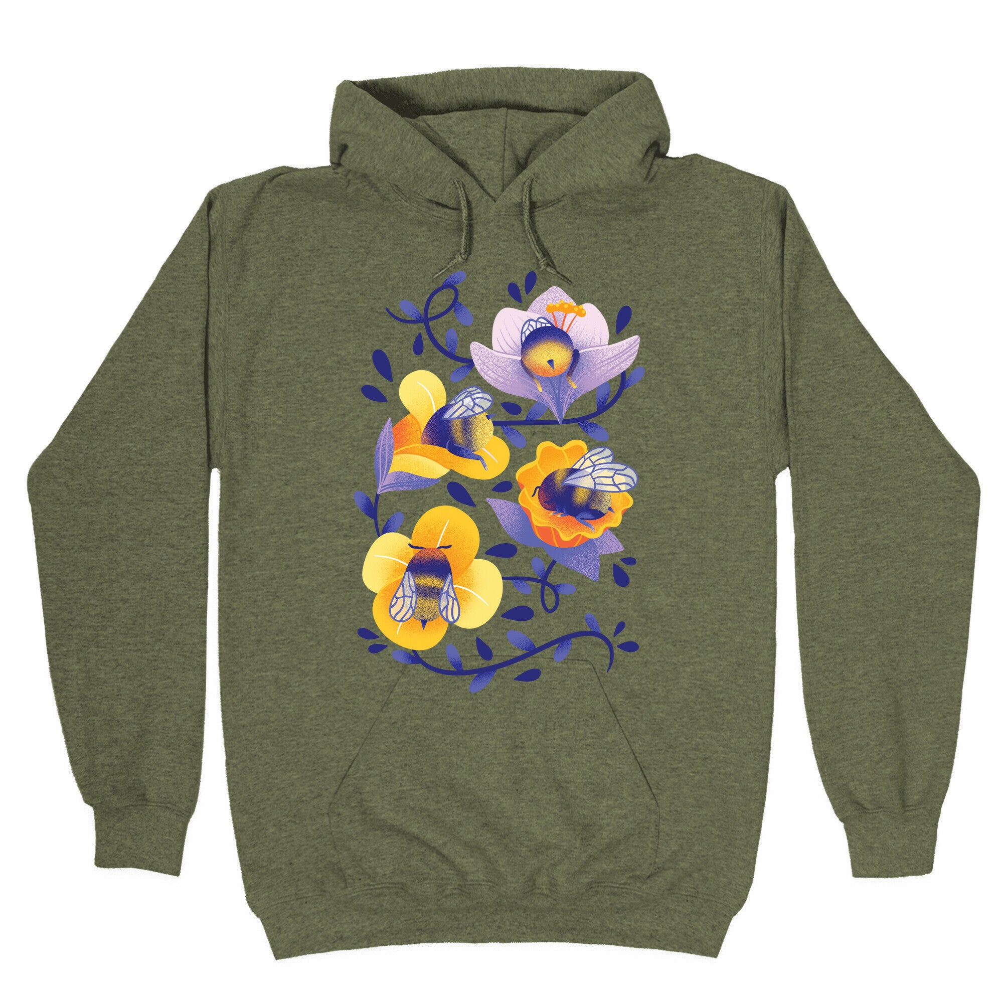 Sleepy Bumble Bee Butts Floral Hoodie