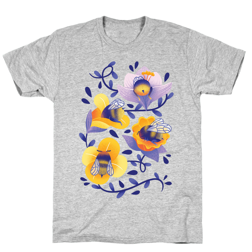 Sleepy Bumble Bee Butts Floral T-Shirt
