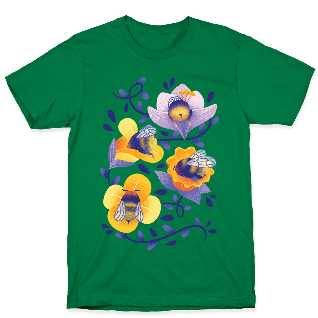 Sleepy Bumble Bee Butts Floral T-Shirt