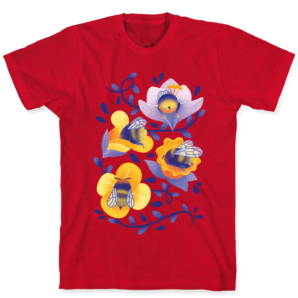 Sleepy Bumble Bee Butts Floral T-Shirt