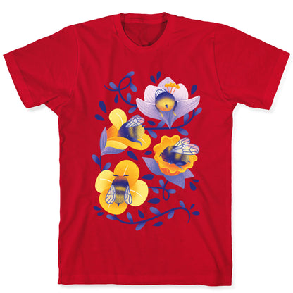 Sleepy Bumble Bee Butts Floral T-Shirt