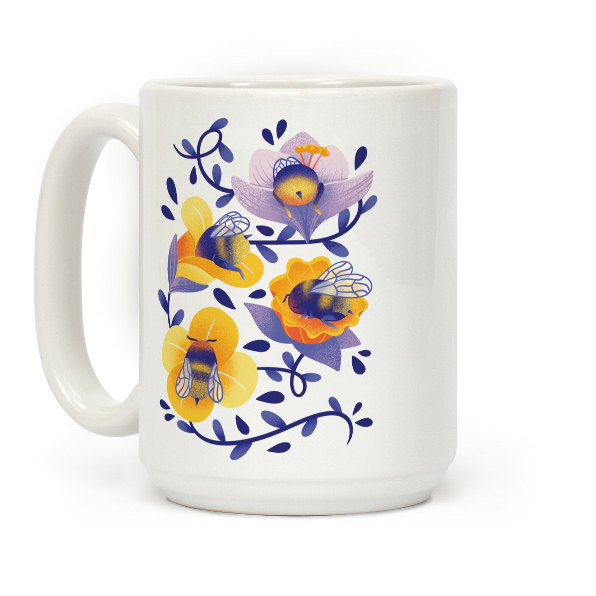 Sleepy Bumble Bee Butts Floral Coffee Mug
