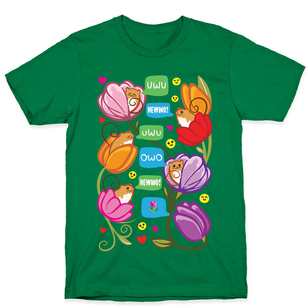 Harvest Mice Emoji Floral Pattern White Print T-Shirt