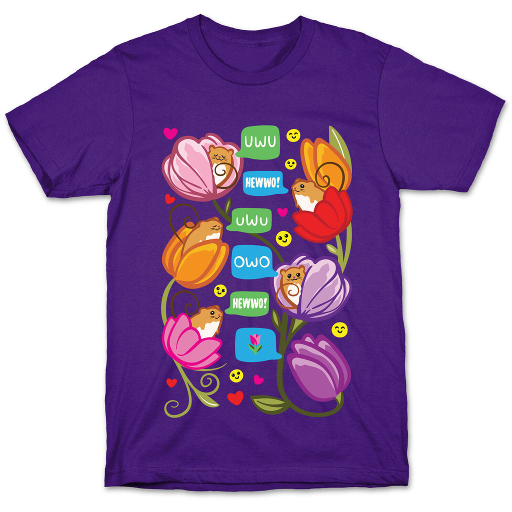 Harvest Mice Emoji Floral Pattern White Print T-Shirt