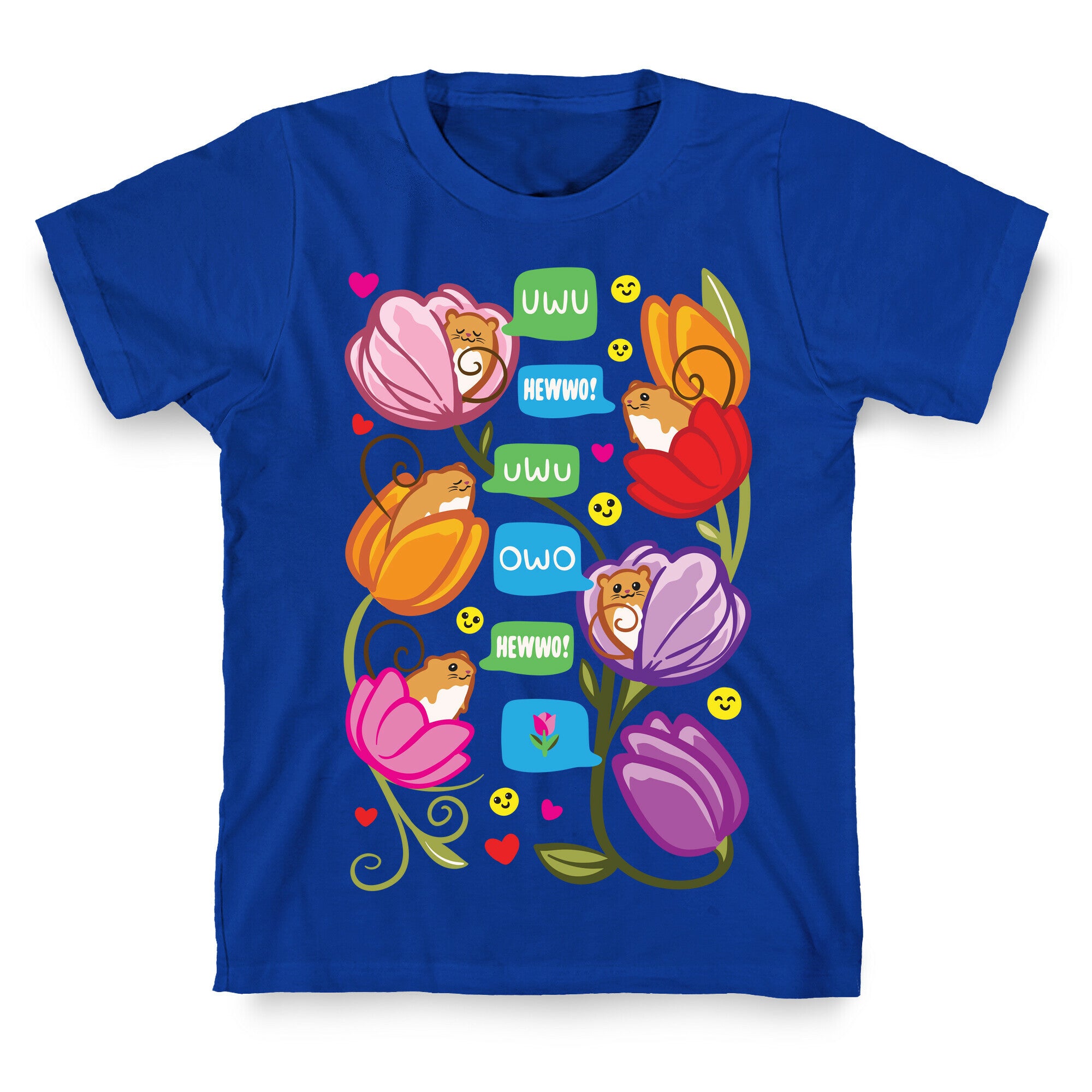 Harvest Mice Emoji Floral Pattern White Print T-Shirt