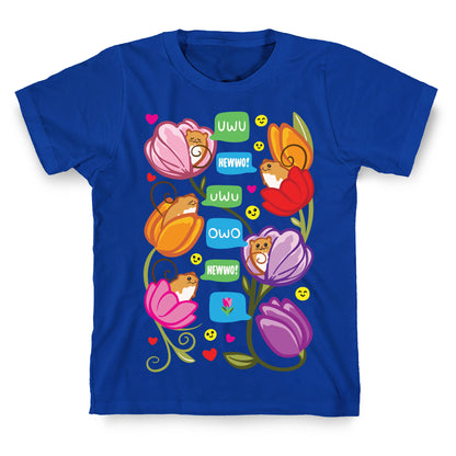 Harvest Mice Emoji Floral Pattern White Print T-Shirt