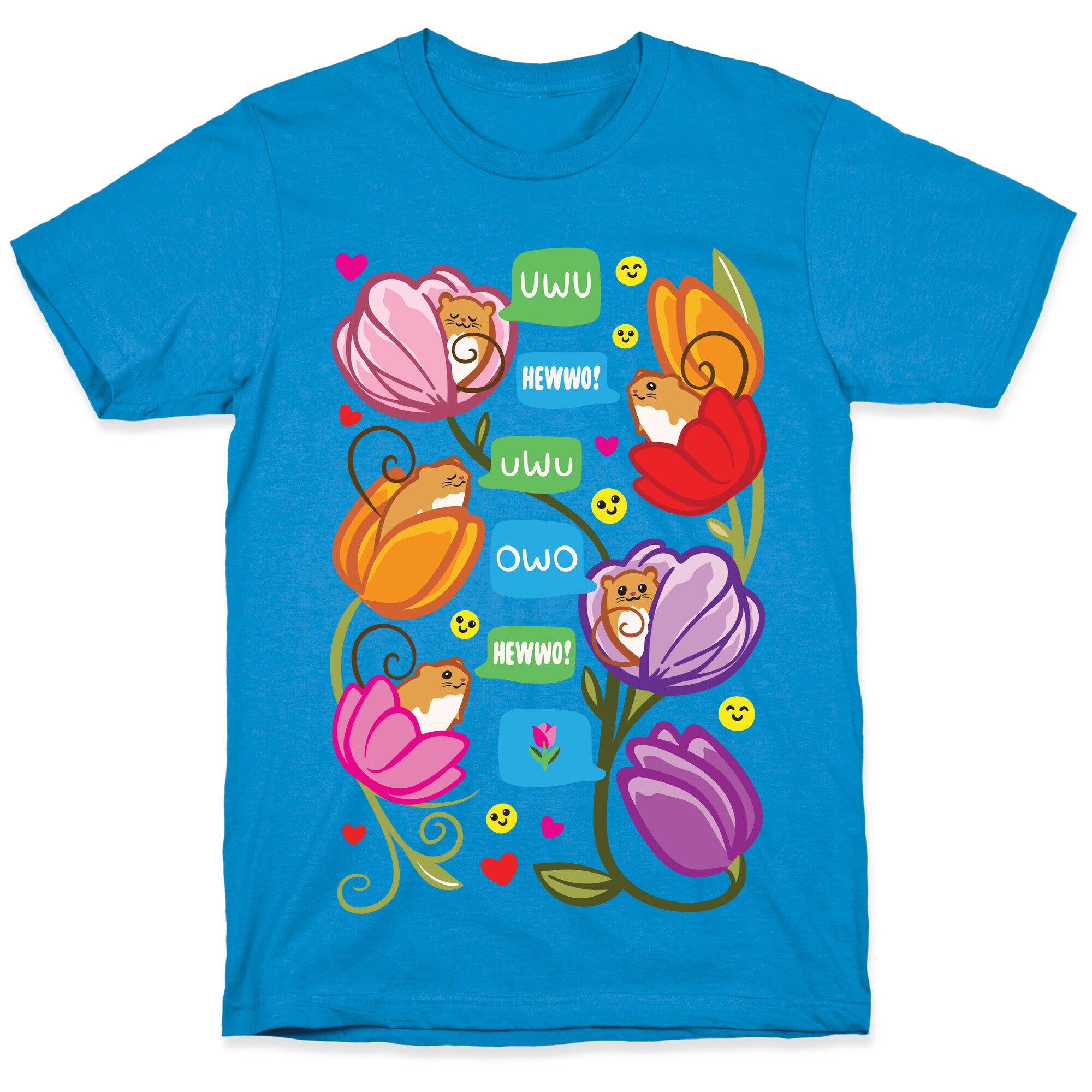 Harvest Mice Emoji Floral Pattern White Print T-Shirt