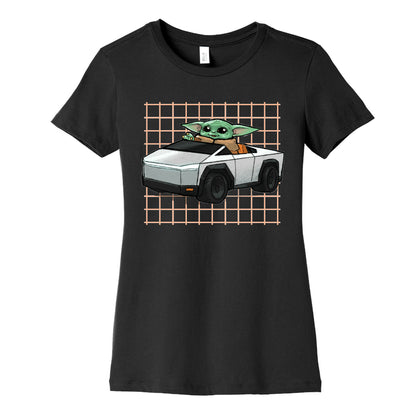 Baby Yoda in a Cyber Truck Women's Cotton Tee