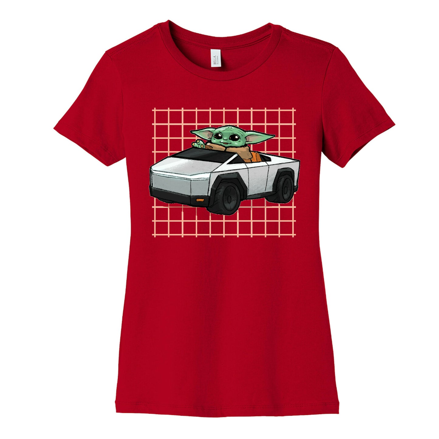 Baby Yoda in a Cyber Truck Women's Cotton Tee