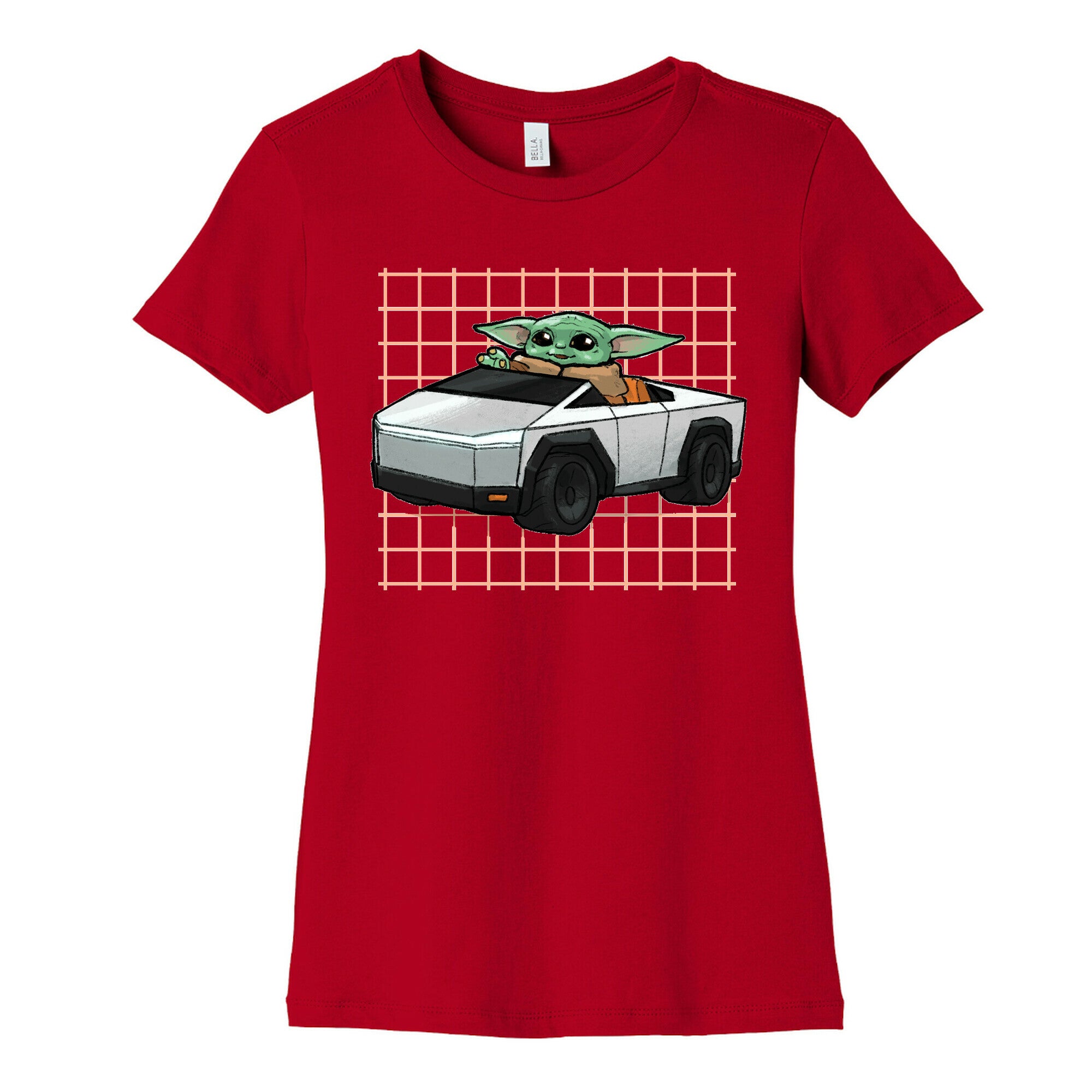 Baby Yoda in a Cyber Truck Women's Cotton Tee