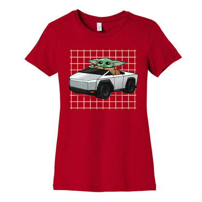 Baby Yoda in a Cyber Truck Women's Cotton Tee