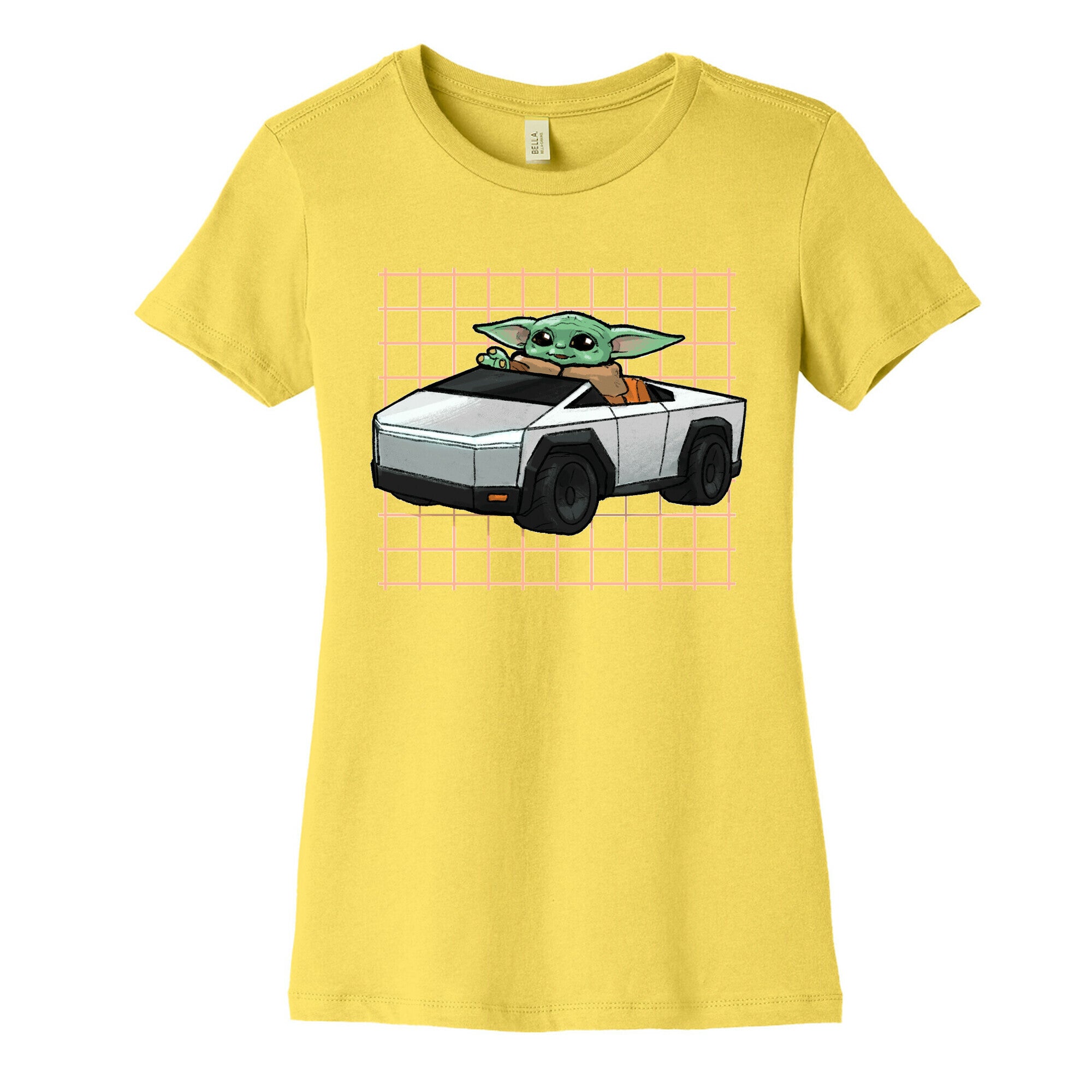 Baby Yoda in a Cyber Truck Women's Cotton Tee
