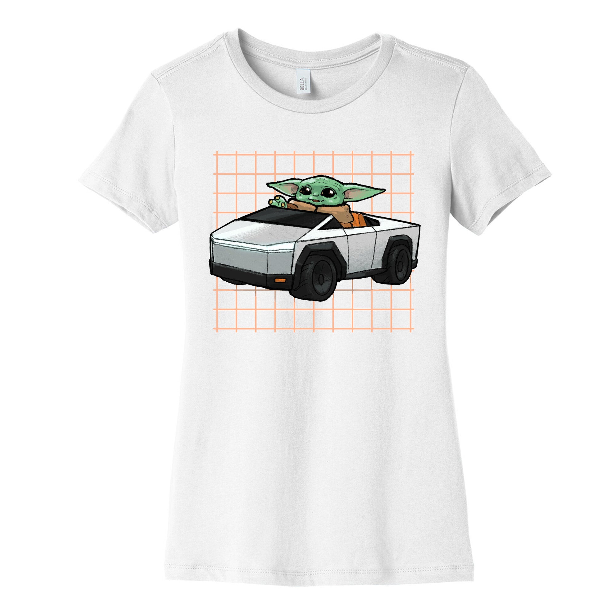 Baby Yoda in a Cyber Truck Women's Cotton Tee