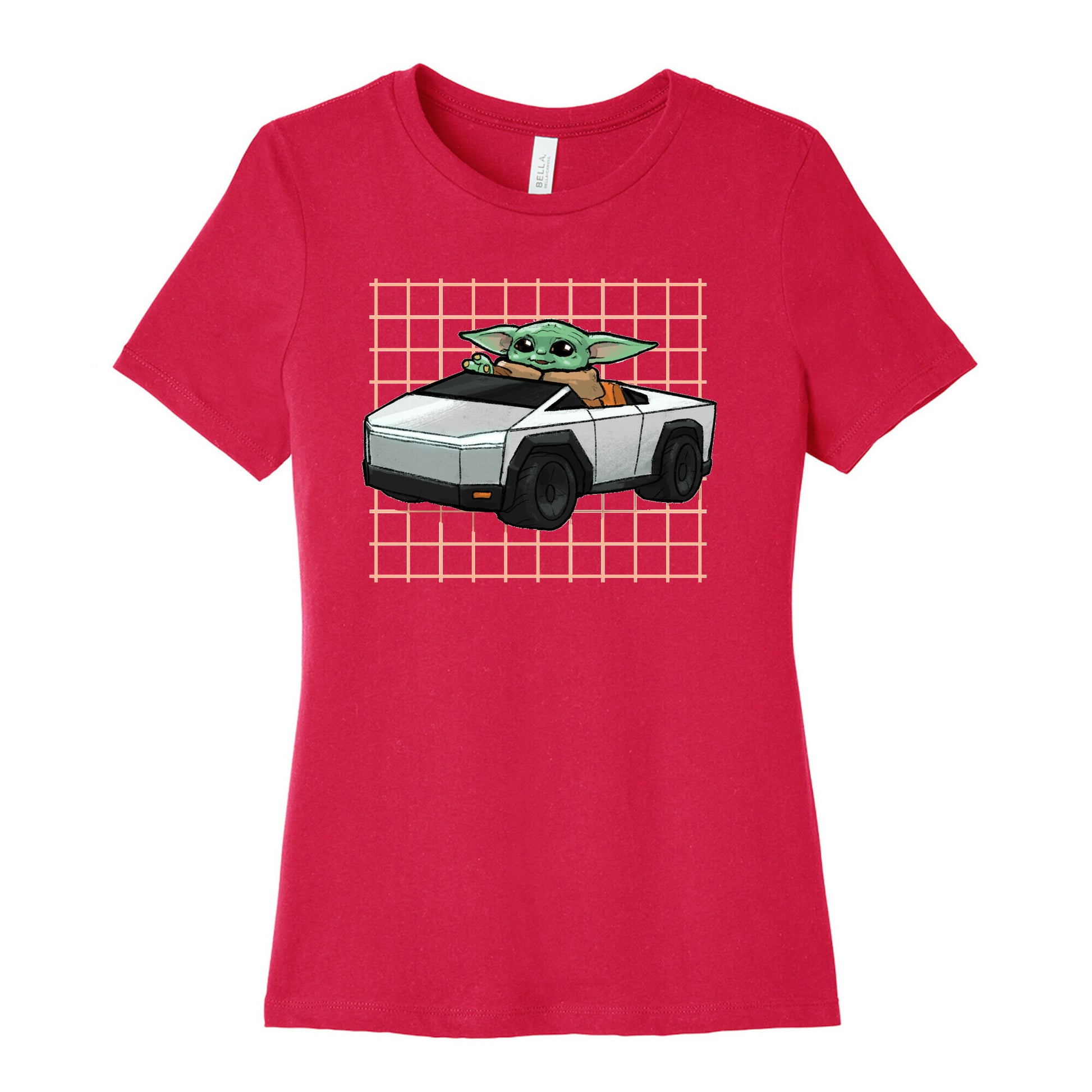 Baby Yoda in a Cyber Truck Women's Cotton Tee