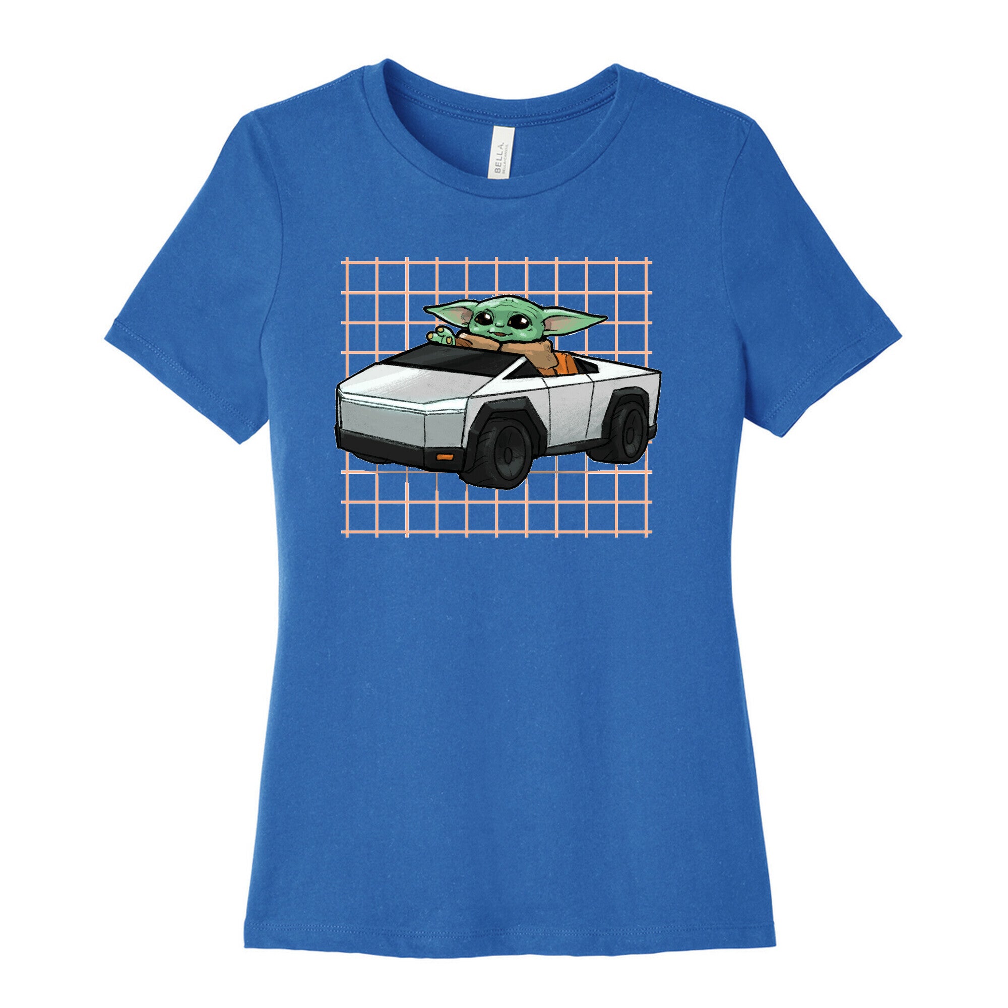 Baby Yoda in a Cyber Truck Women's Cotton Tee