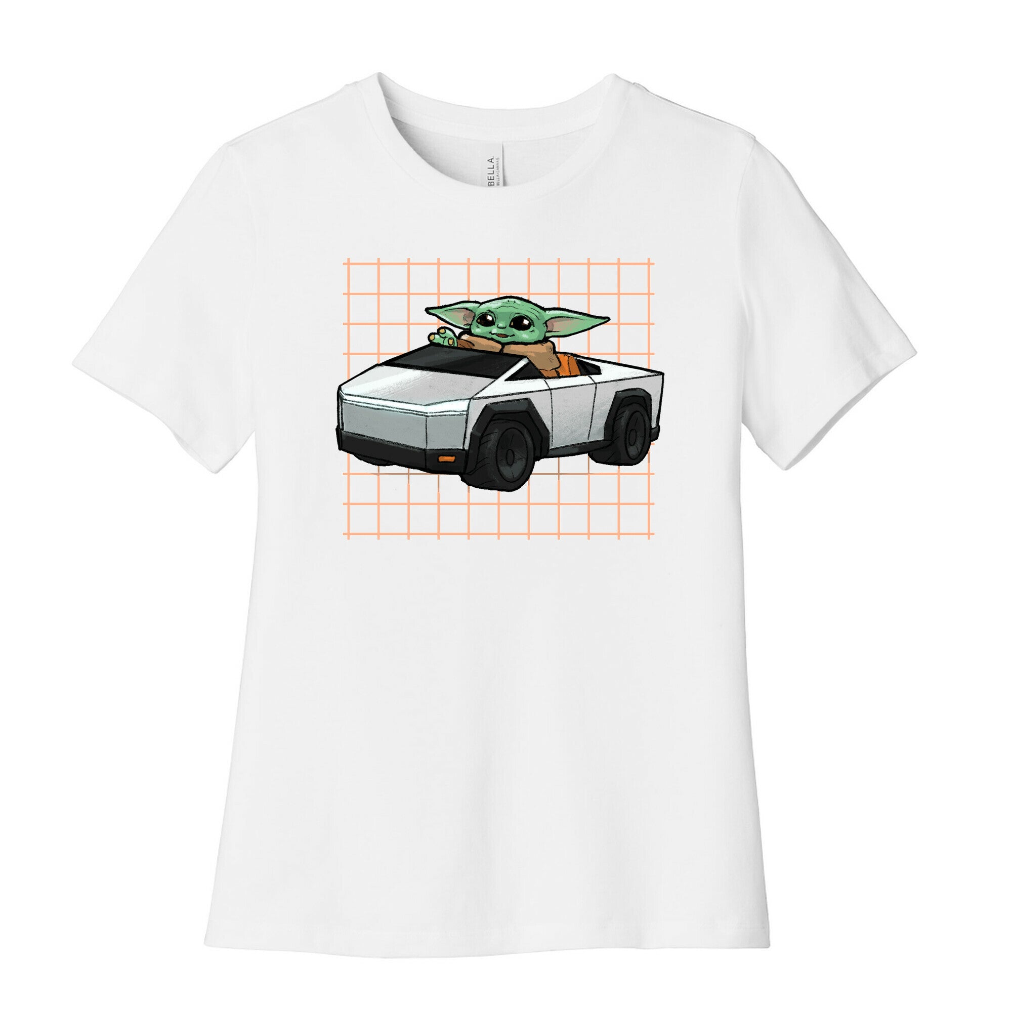 Baby Yoda in a Cyber Truck Women's Cotton Tee