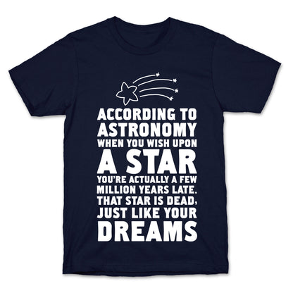 According to Astronomy all Your Dreams are Dead. T-Shirt