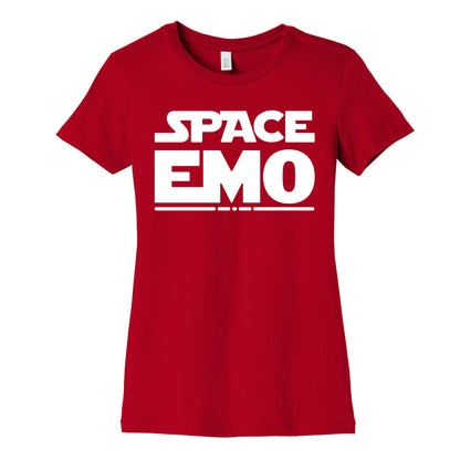 Space Emo Parody White Print Women's Cotton Tee