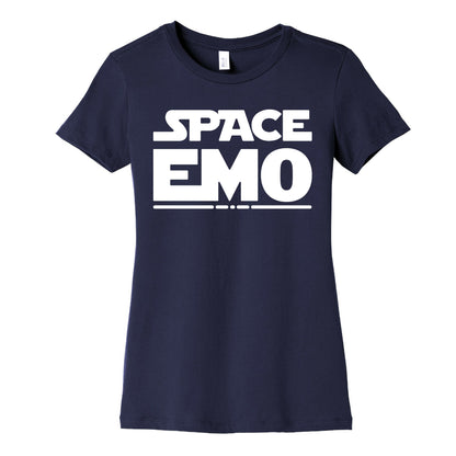 Space Emo Parody White Print Women's Cotton Tee