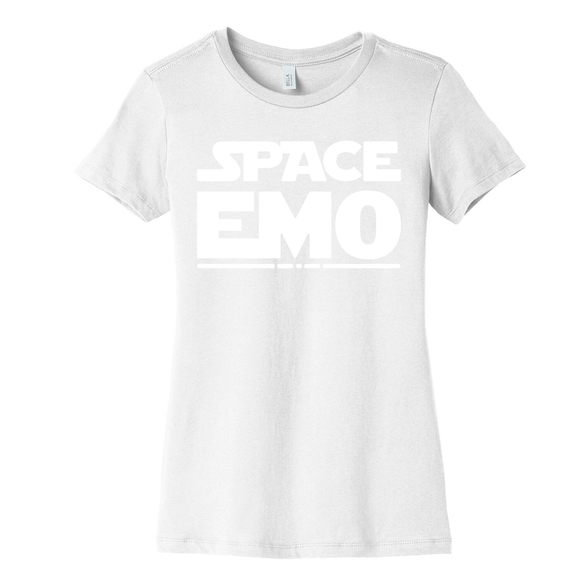 Space Emo Parody White Print Women's Cotton Tee