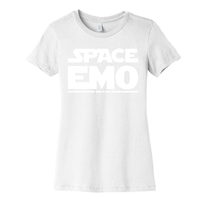 Space Emo Parody White Print Women's Cotton Tee