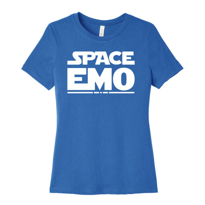 Space Emo Parody White Print Women's Cotton Tee