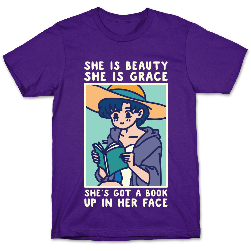 She is Beauty She is Grace She's Got a Book Up In Her Face Ami T-Shirt