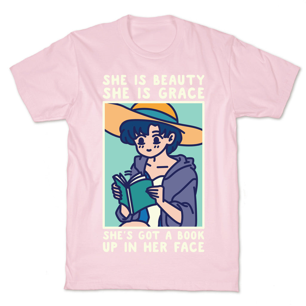 She is Beauty She is Grace She's Got a Book Up In Her Face Ami T-Shirt