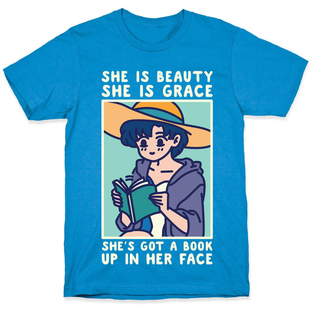 She is Beauty She is Grace She's Got a Book Up In Her Face Ami T-Shirt