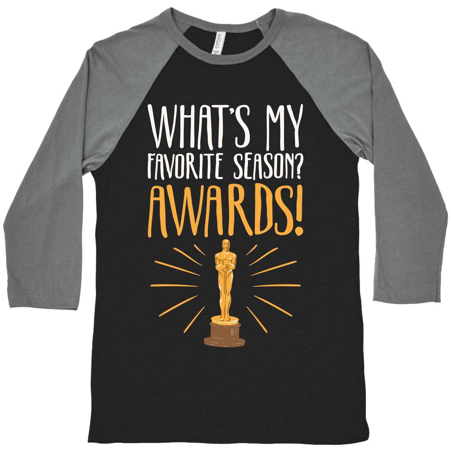What's My Favorite Season Awards White Print Baseball Tee