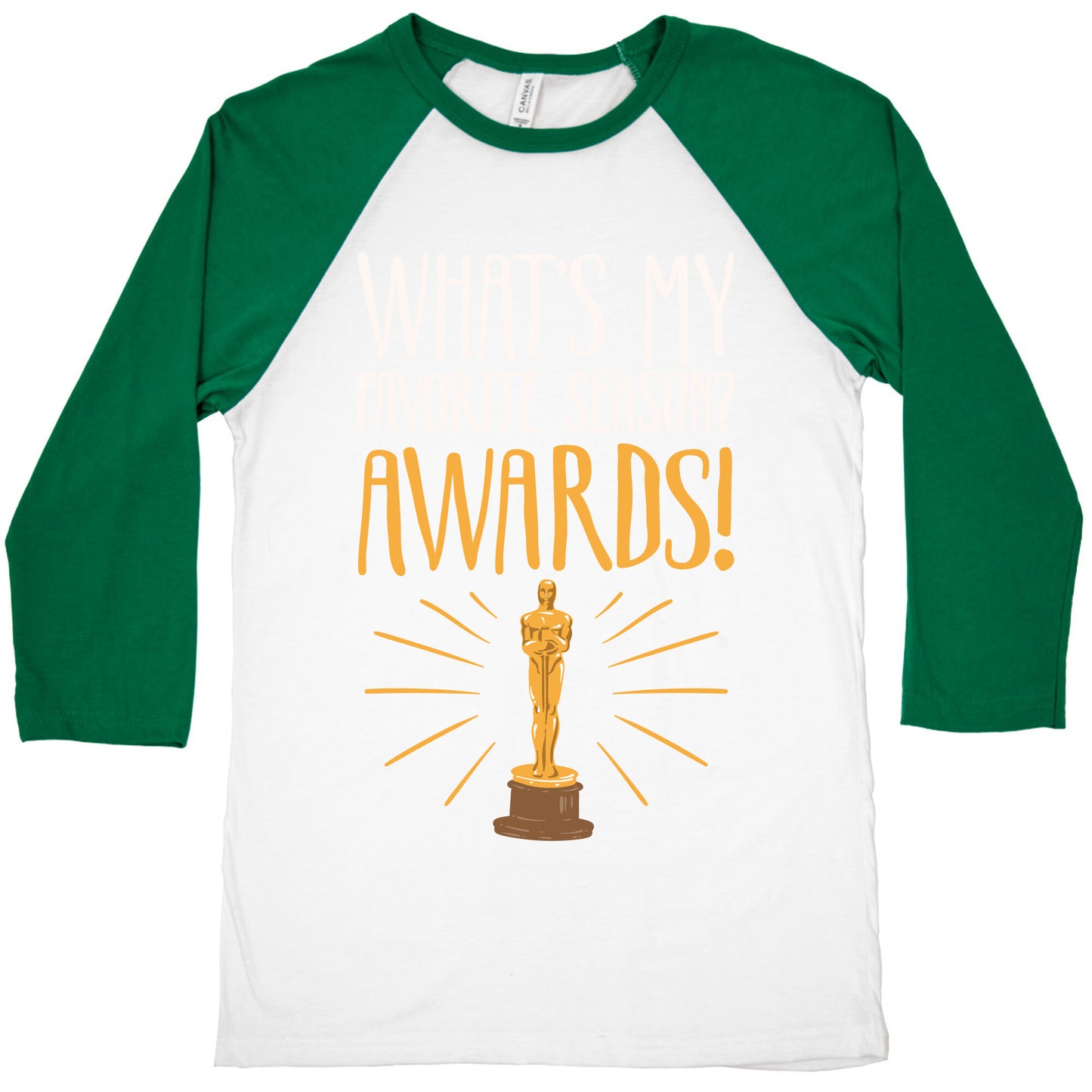 What's My Favorite Season Awards White Print Baseball Tee