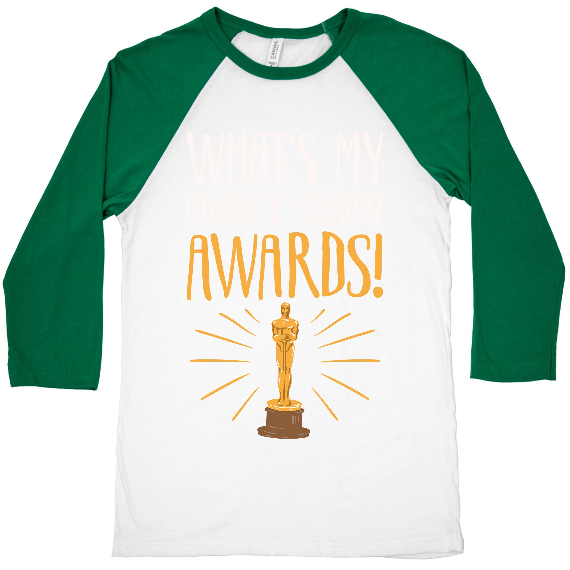 What's My Favorite Season Awards White Print Baseball Tee
