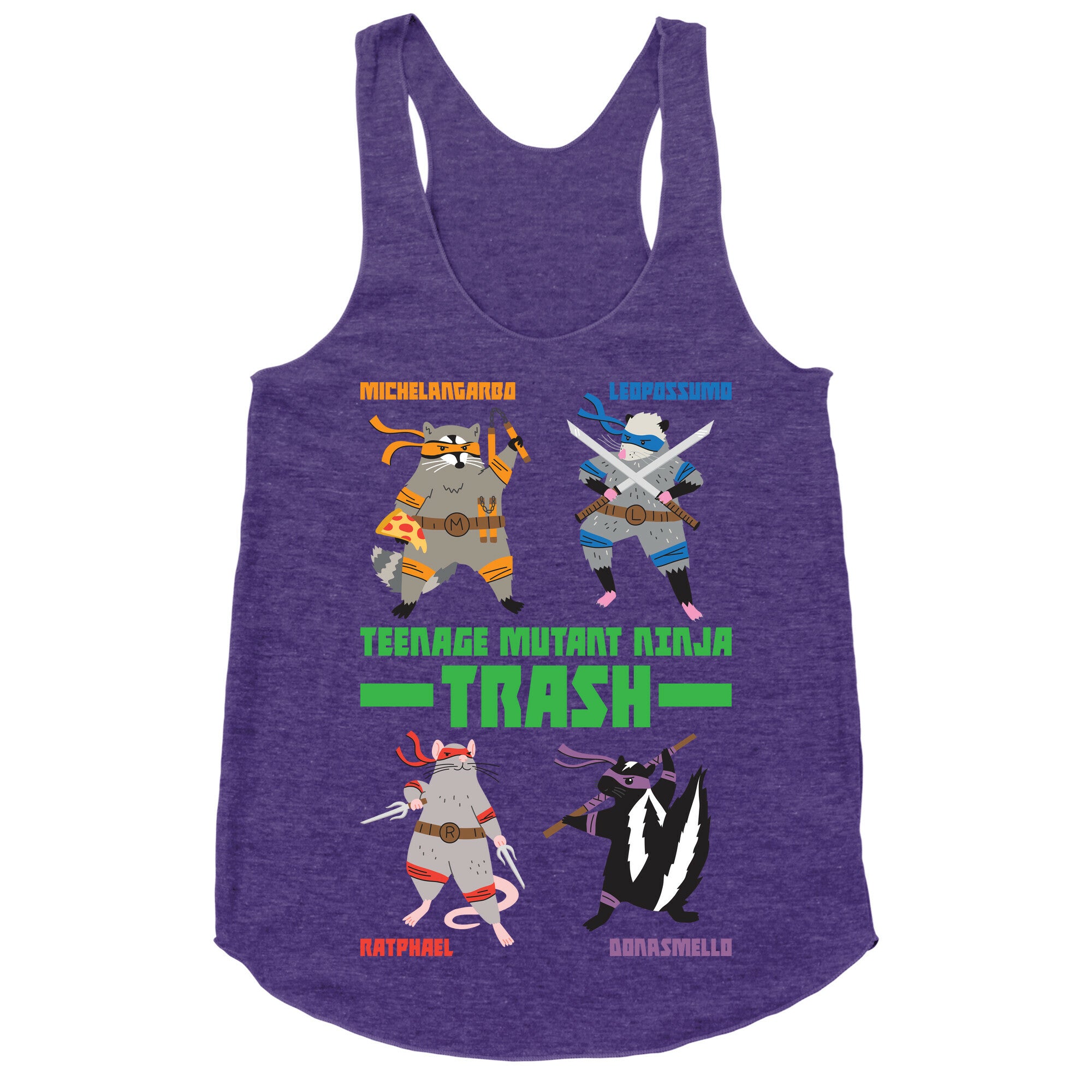Teenage Mutant Ninja Trash TMNT Parody Racerback Tank