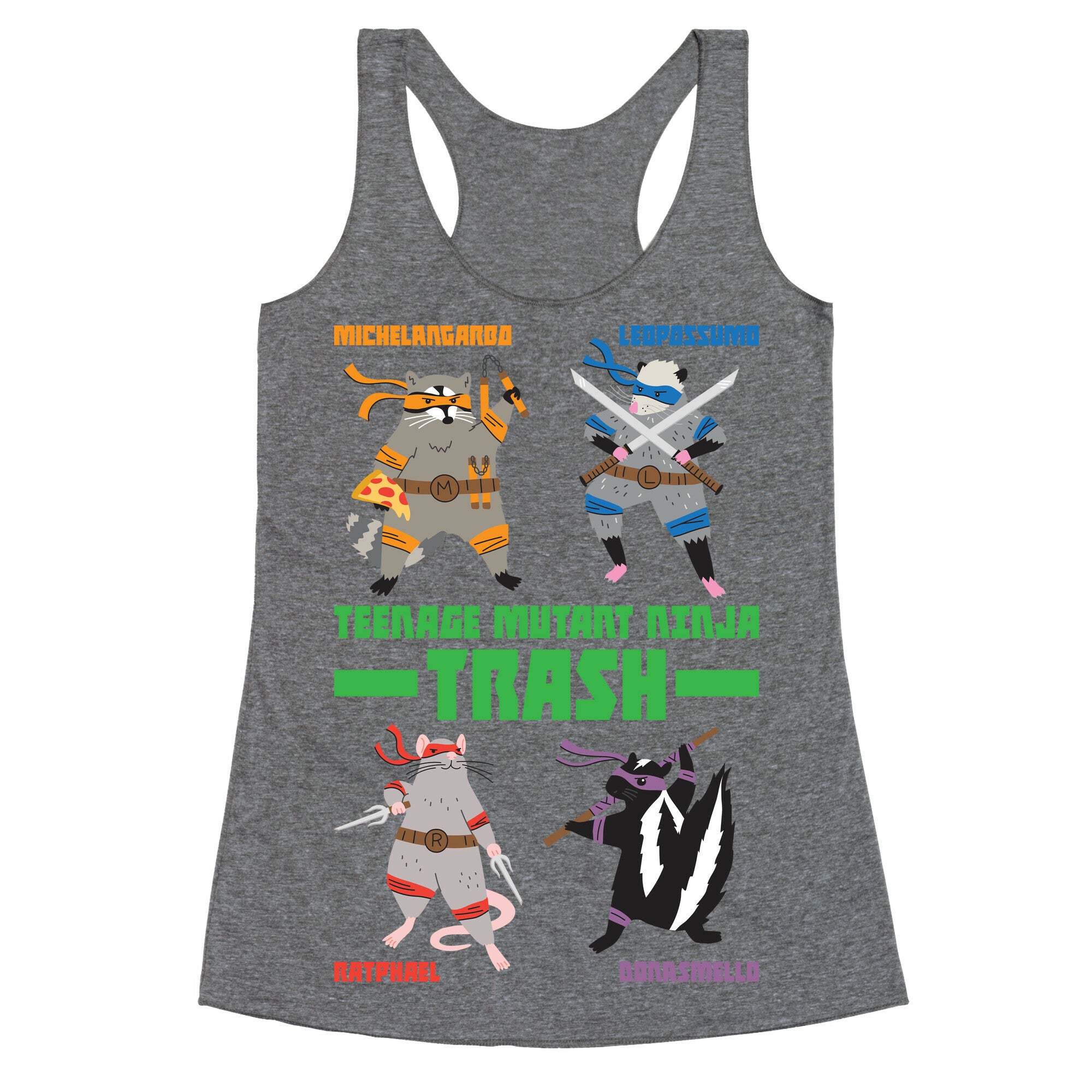 Teenage Mutant Ninja Trash TMNT Parody Racerback Tank