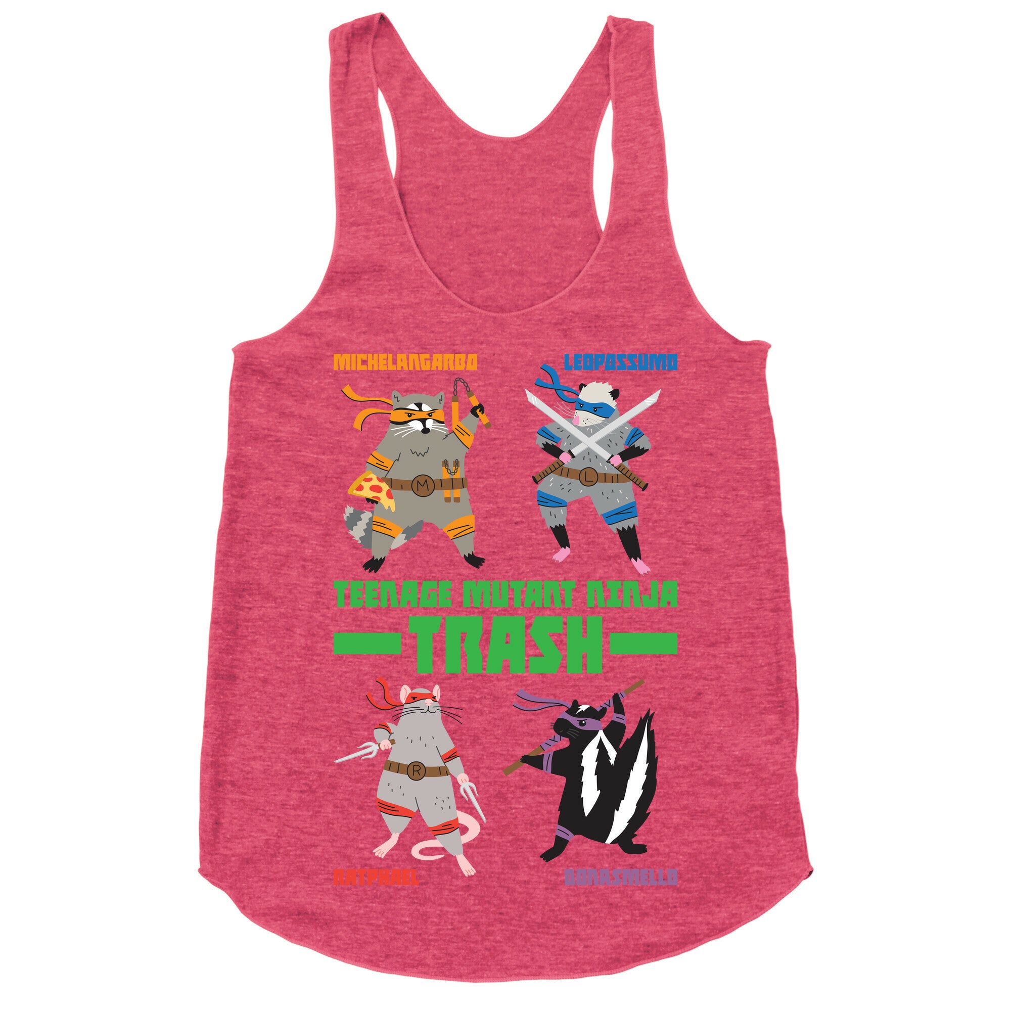 Teenage Mutant Ninja Trash TMNT Parody Racerback Tank